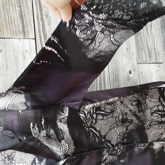 Oscar de la Renta pink label ladies purple & black pajama top size Med - Picture 5 of 9